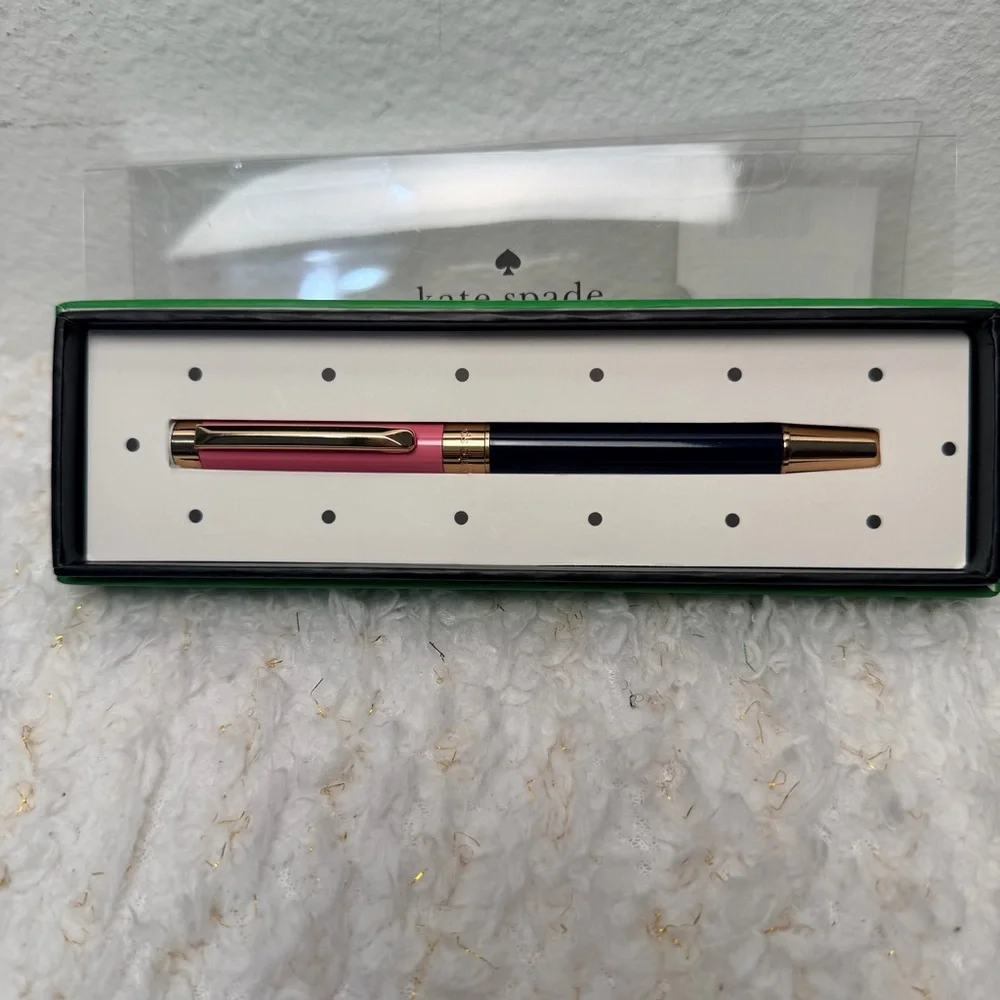 Kate Spade color-block navy and pink‎  Pen with gold Accent